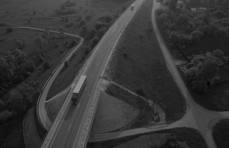 aerial image of a highway in black and white
